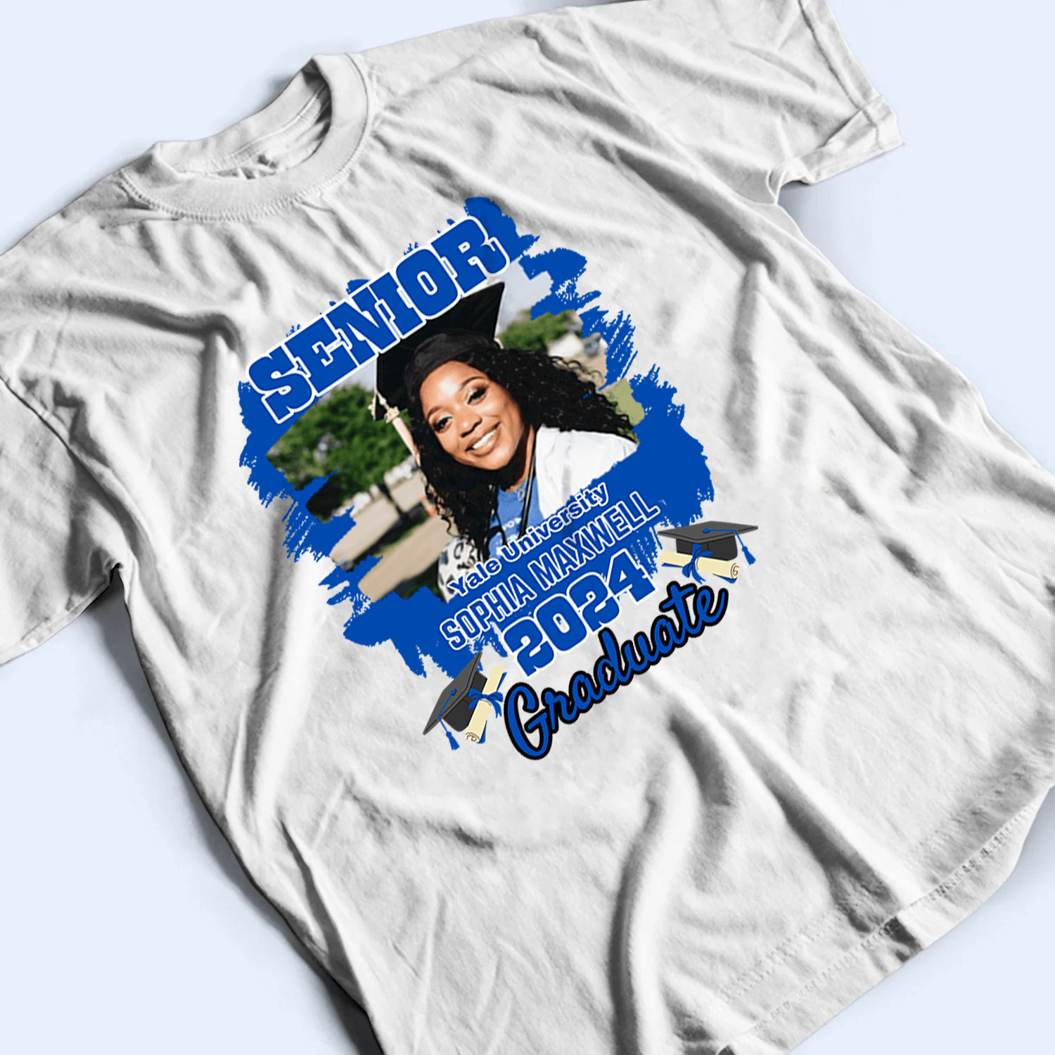 Custom Photo Graduation Senior 2024 - Personalized Custom T Shirt - Senior, Class of 2024 Graduate, Grandson, Granddaughter, Daughter, Son, Best Friends