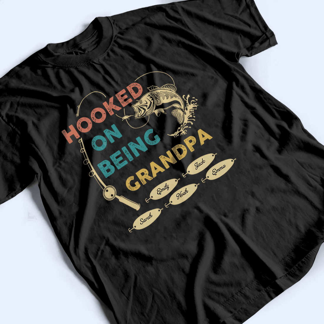 Hooked On Being Grandpa Fishing personalized t-shirt, alternate view 4