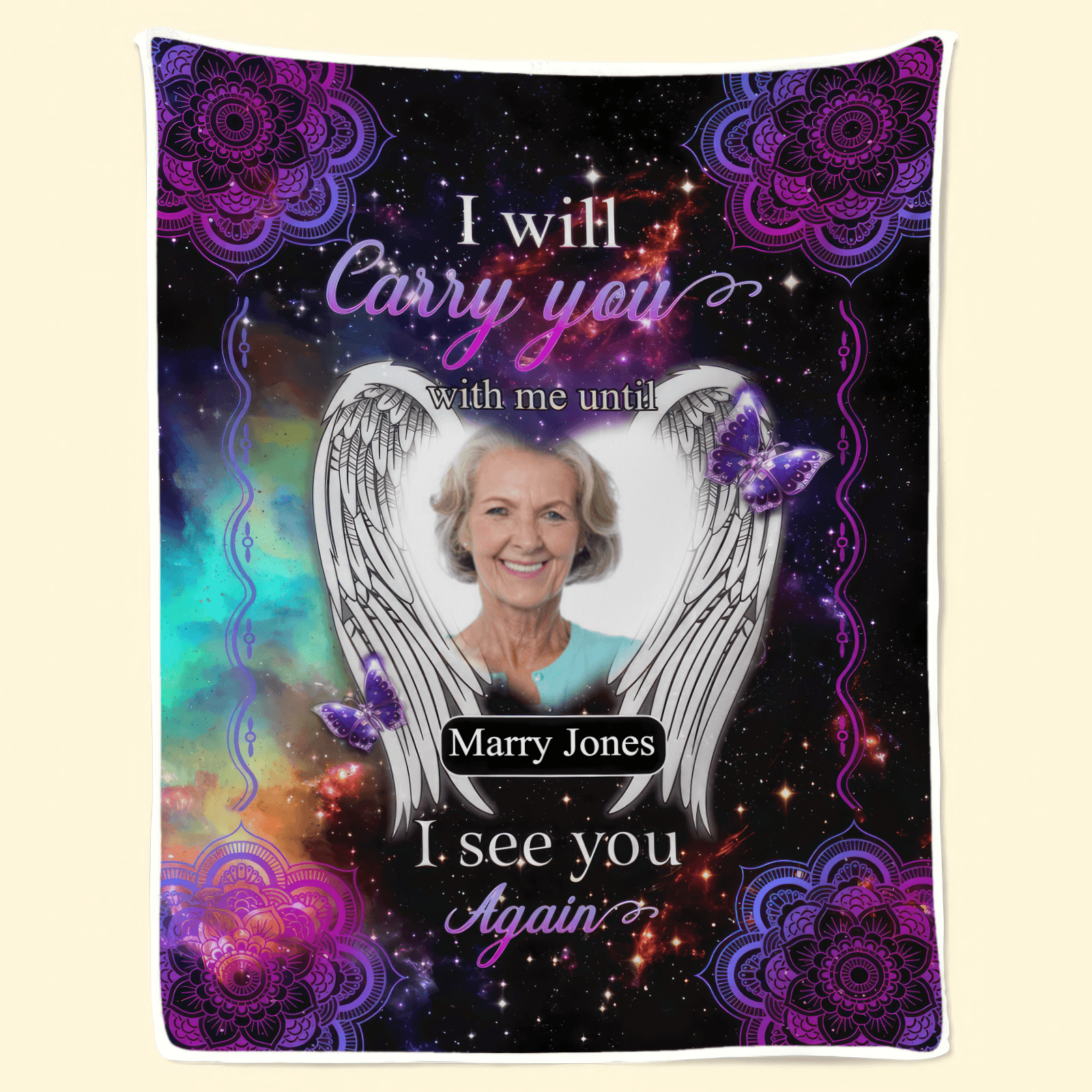Custom Photo Memorial Until I See You Again | Sympathy Personalized Gifts for Family Members, Grandma, Grandpa, Dad, Mom, Daughters, Sons | Blanket - Suzitee Store
