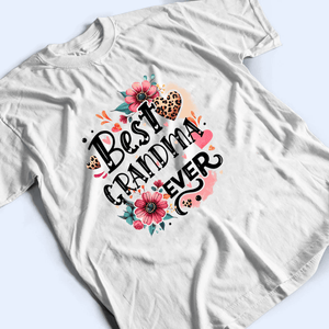 Best Grandma Ever Retro Boho - Personalized Custom T Shirt - Gift for Grandma/Nana/Mimi, Mom, Wife, Grandparent - Suzitee Store