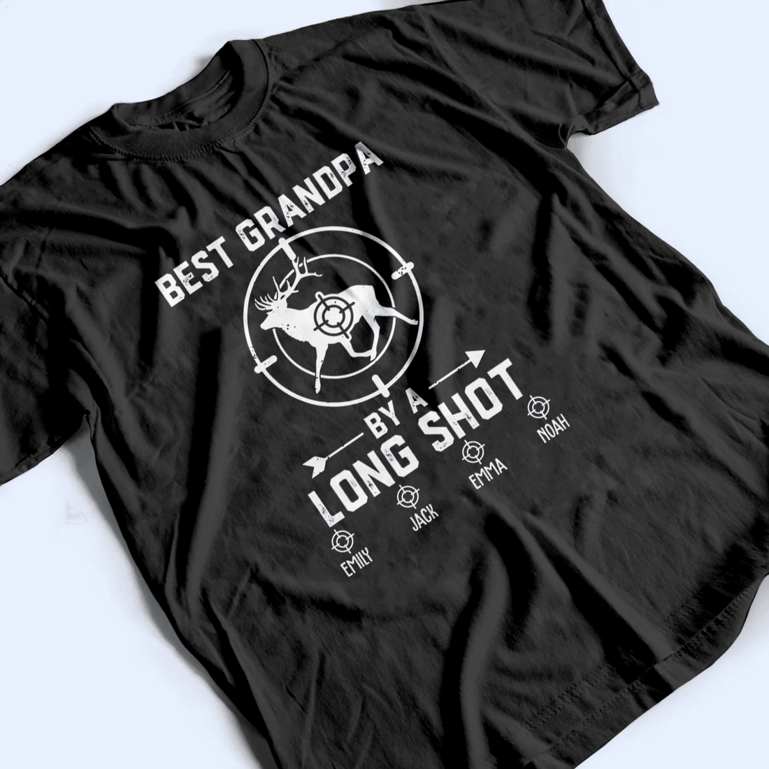 Personalized Best Grandpa By A Long Shot Hunting Gift t-shirt, alternate view 4