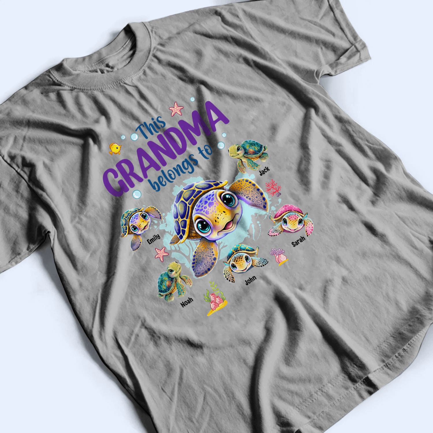This Grandma Belongs To Summer Turtles - Personalized Custom T Shirt - Gift for Grandma/Nana/Mimi, Mom, Wife, Grandparent 4