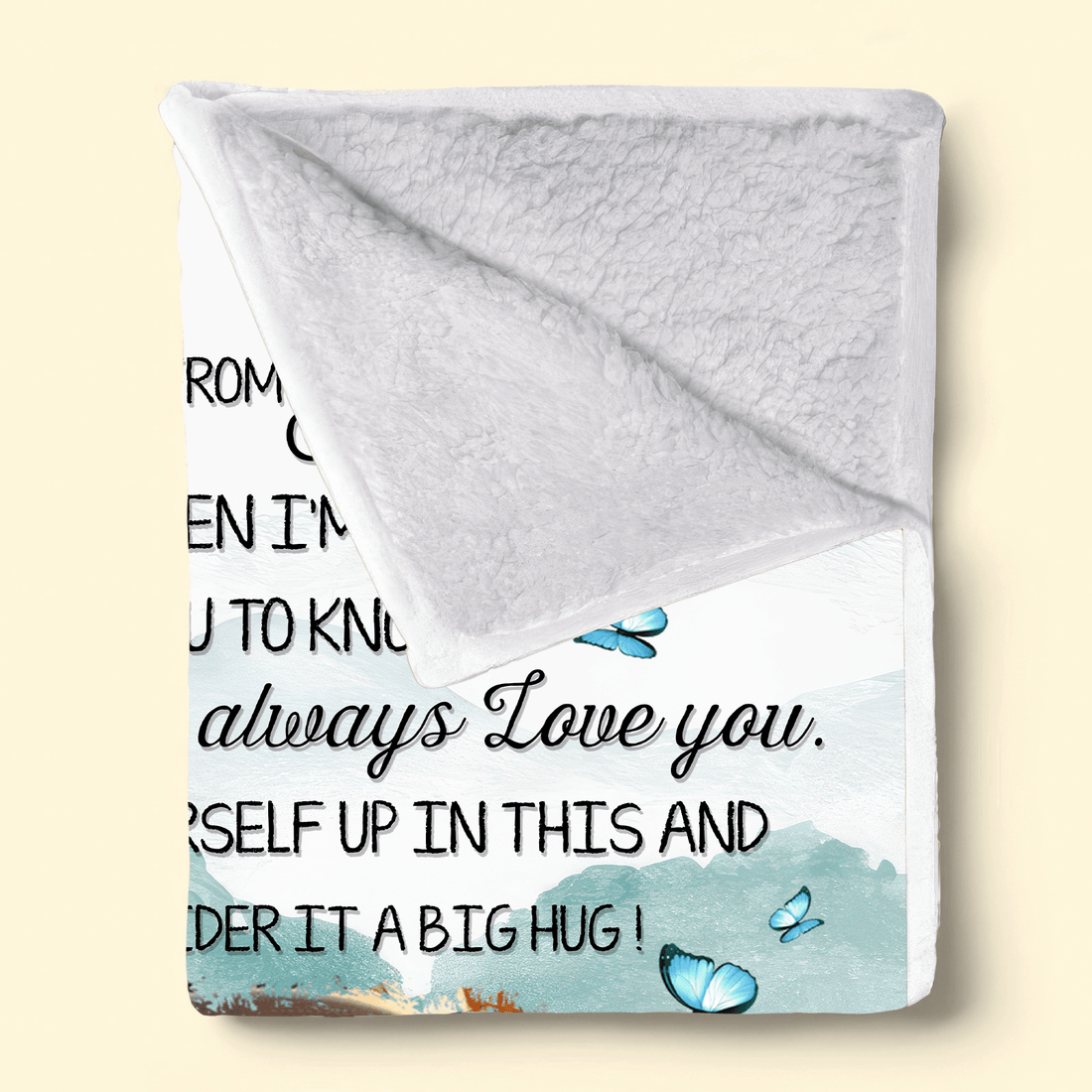 Custom Photo I Always Love You fleece blanket, sherpa reverse side folded back