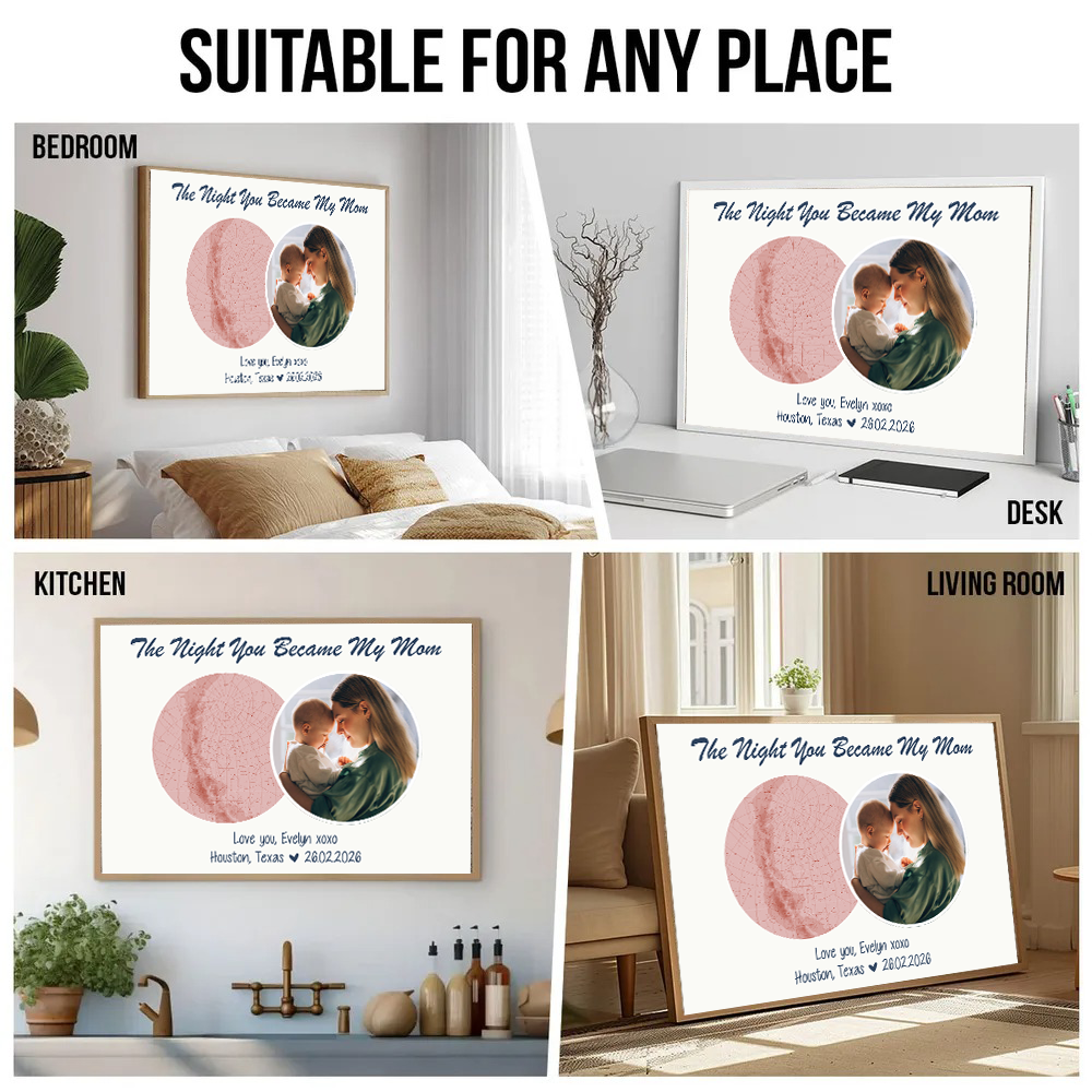 Custom Photo The Night You Became My Mom - Personalized Poster/Canvas Prints - New Mom Gift From Husband, First Mother's Day