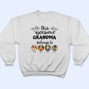 Custom Photo This Awesome Grandma Belongs To - Personalized Custom T Shirt - Gift for Grandma/Nana/Mimi, Mom, Wife, Grandparent - Suzitee Store