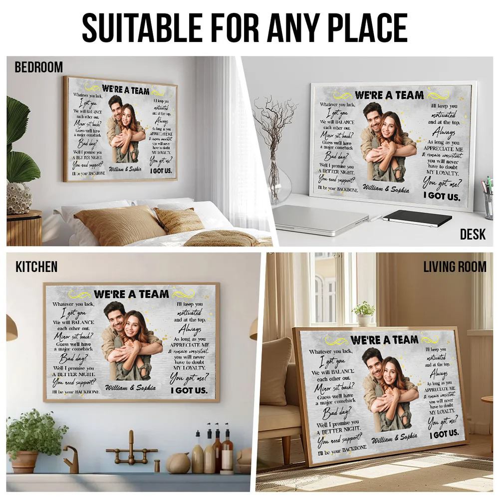 Custom Photo We're A Team - Custom Canvas Prints - Personalized Gift For Valentine, Anniversary, Husband Wife, Her/Him, Girlfriend, Boyfriend