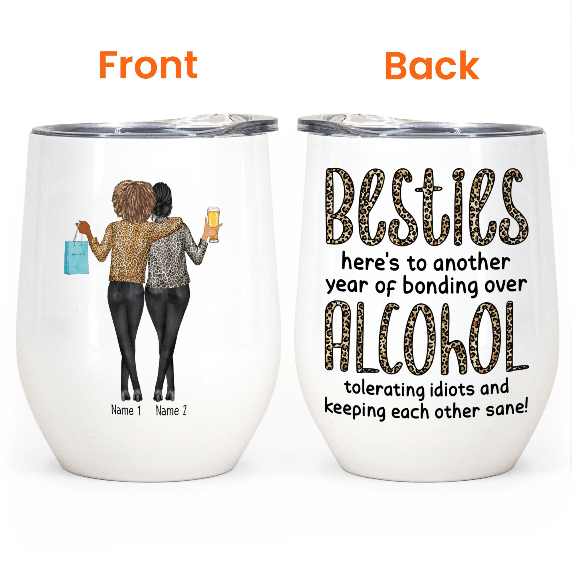 Thank You For Standing By My Side Friendship - Personalized Custom 12oz Wine Tumbler - Personalized Gift For Her, Besties, Friends, Sister, Soul Sisters - Suzitee Store