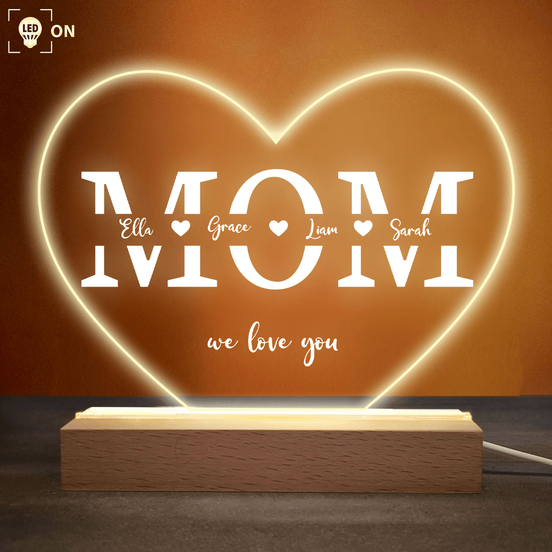 Mom We Love You - Acrylic Plaque Led Lamp - Personalized Gift for Mom - Mother's Day Gift - Suzitee Store