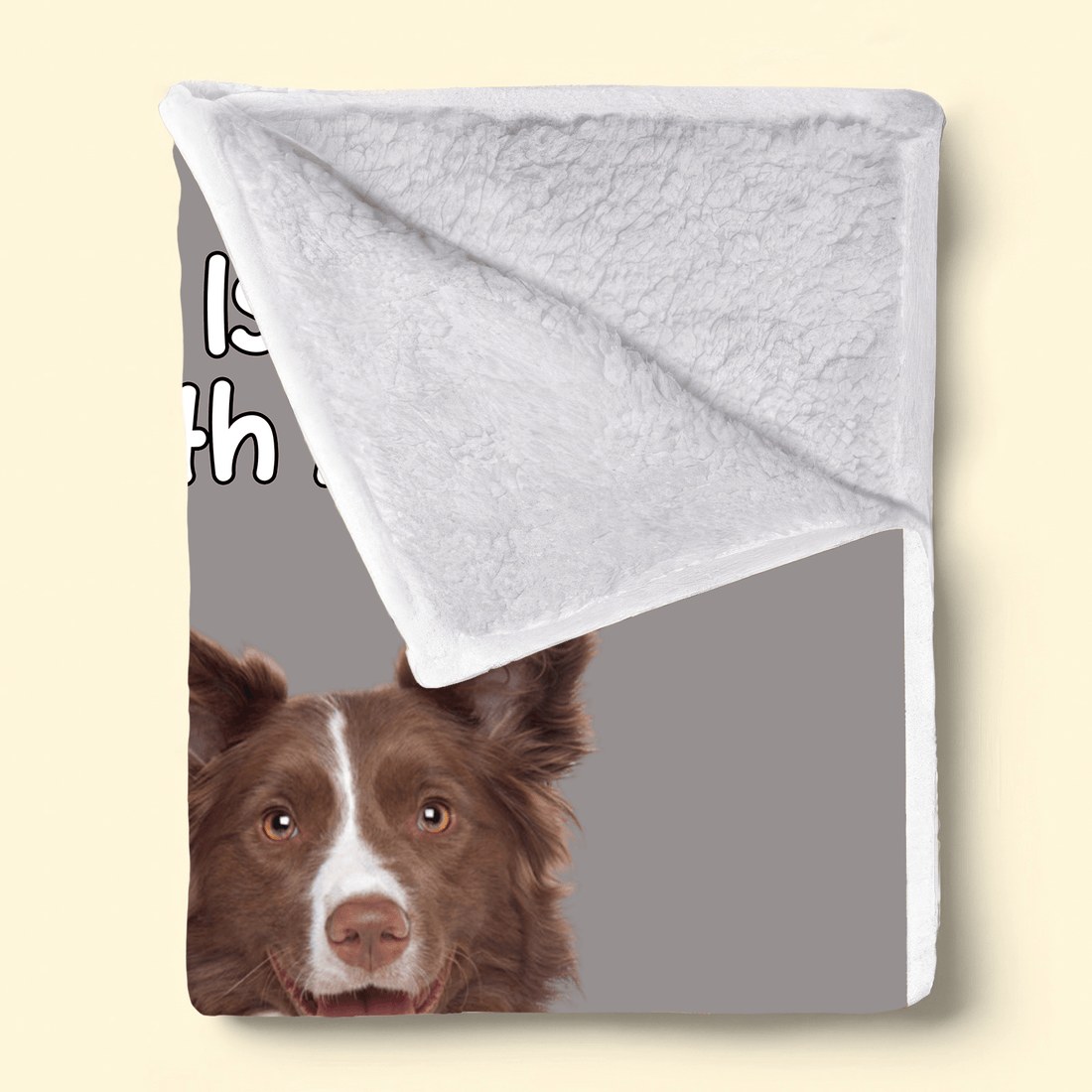 Personalized Custom Photo Life Is Better With Dog Cat fleece blanket, sherpa reverse side folded back