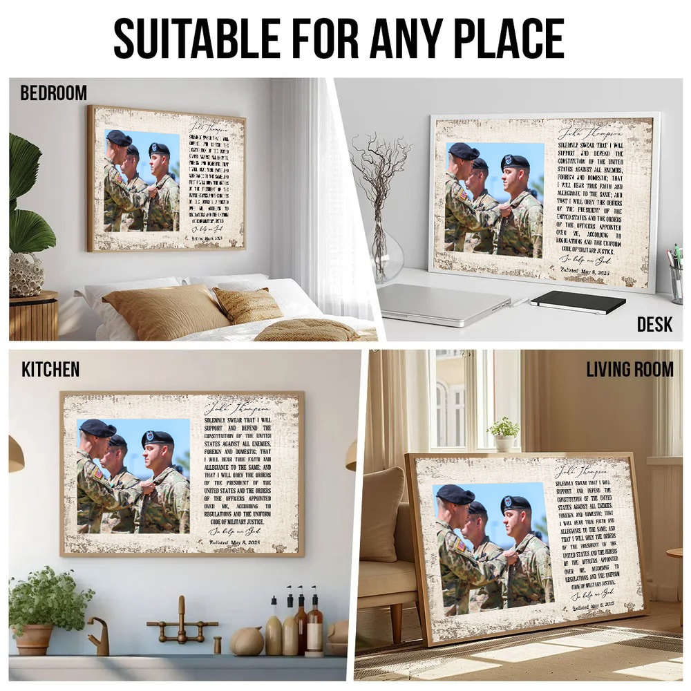 Personalized Oath of Enlistment Oath of Commissioned Officer poster, kitchen and living room