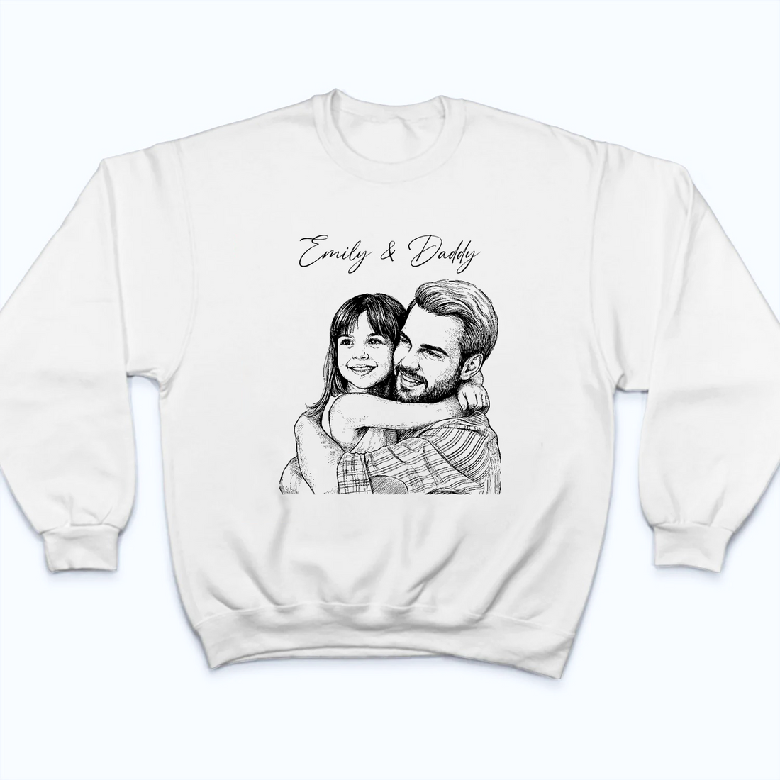 Custom Photo Sketch Line Art Dad & Kids personalized t-shirt, alternate view 4