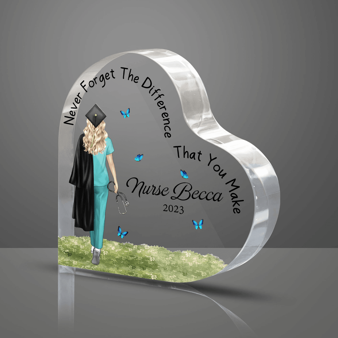 Personalized Nursing Graduation acrylic plaque-heart, alternate view 4