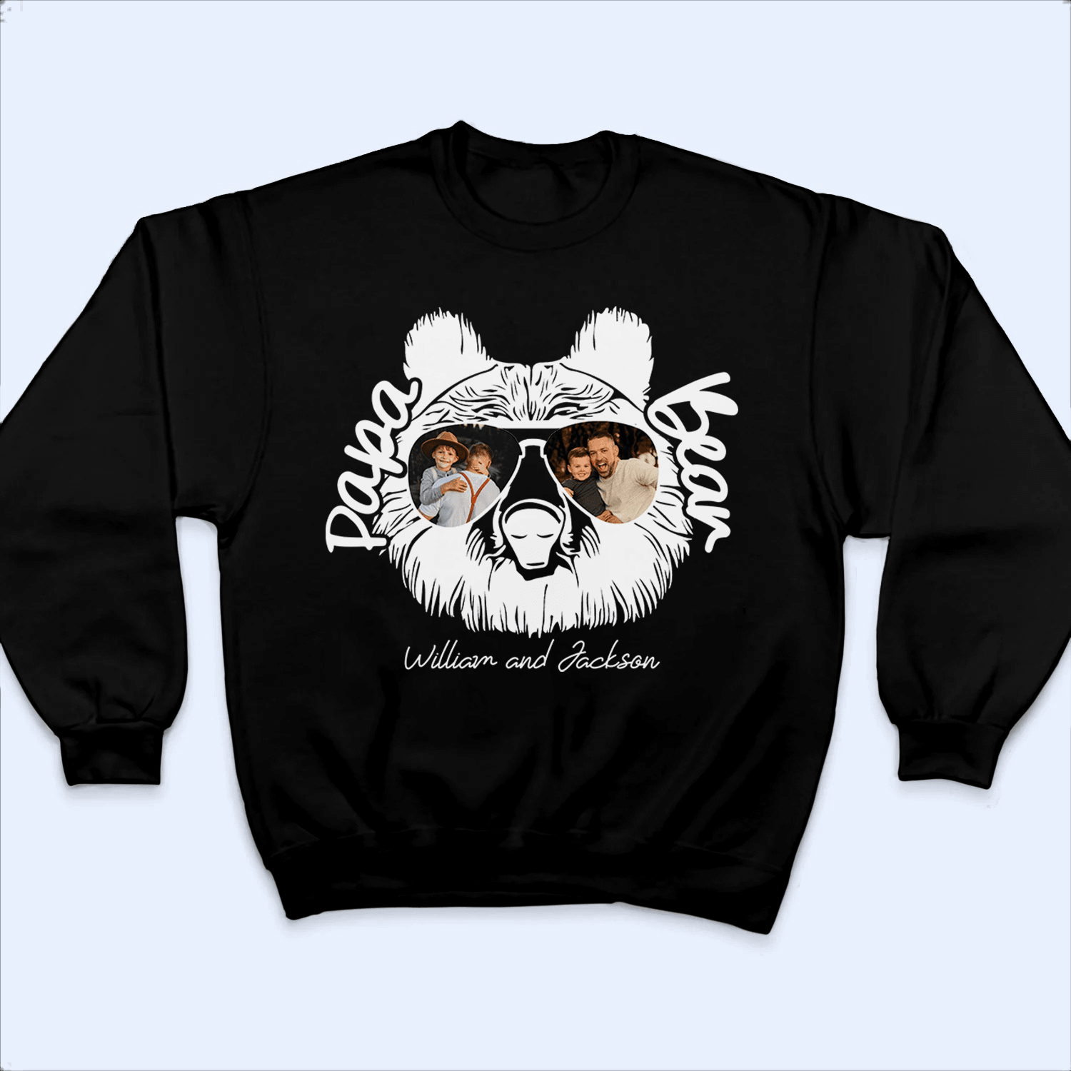 Custom Photo - Papa Bear Sunglasses - Funny Fathers Day Personalized Custom T Shirt - Birthday, Loving, Funny Gift for Grandfather/Dad/Father, Husband, Grandparent - Suzitee Store