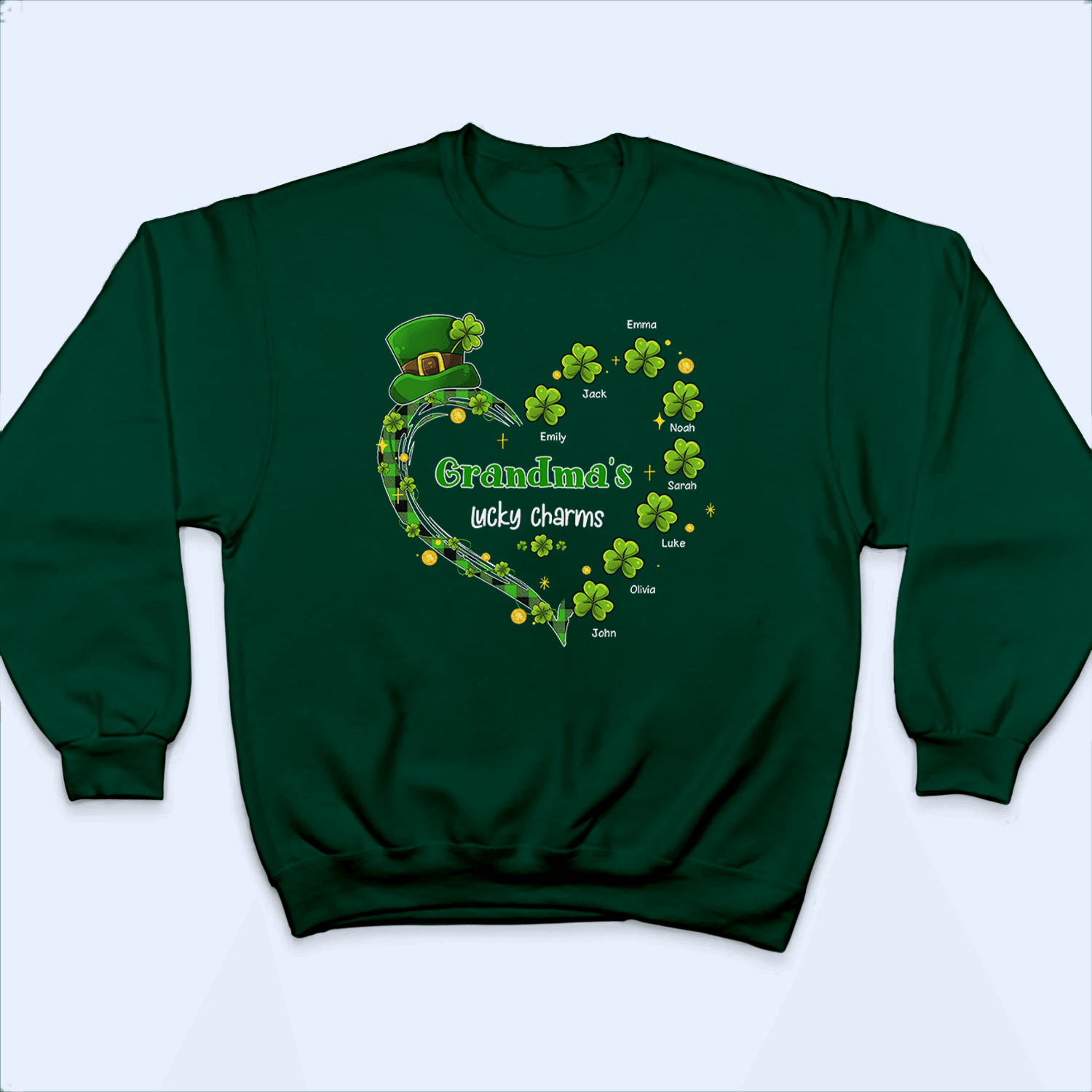 Grandma's Lucky Charms Shamrock St. Patrick's Day - Personalized Custom T Shirt - St. Patrick's Day, Birthday, Loving, Funny Gift for Grandma/Nana/Mimi, Mom, Wife, Grandparent 5
