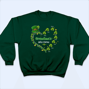 Grandma's Lucky Charms Shamrock St. Patrick's Day - Personalized Custom T Shirt - St. Patrick's Day, Birthday, Loving, Funny Gift for Grandma/Nana/Mimi, Mom, Wife, Grandparent - Suzitee Store