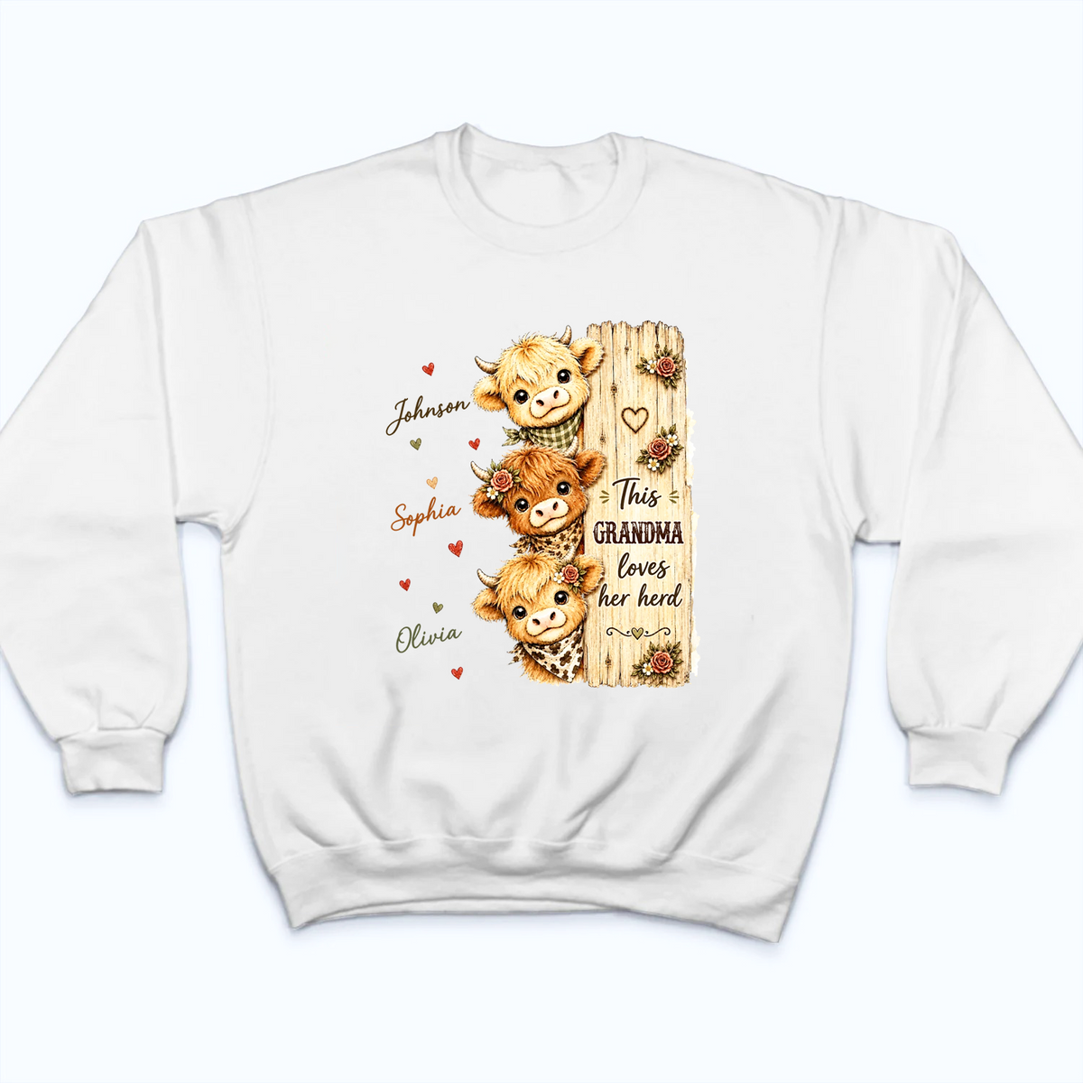 This Grandma Loves Her Herd Highland Cow - Personalized Custom T Shirt - Fall Season, Halloween Gift for Grandma/Nana/Mimi, Mom, Wife