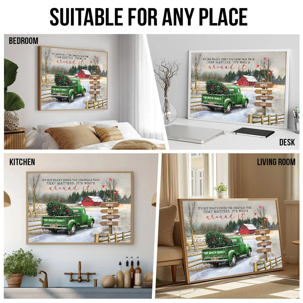 Personalized All Hearts Come Home For Christmas poster, kitchen and living room
