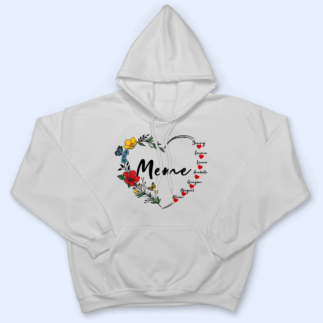 Floral Flower Wreath Valentines Day Hearts - Personalized Custom T Shirt - Gift for Grandma/Nana/Mimi, Mom, Wife, Grandparent - Suzitee Store