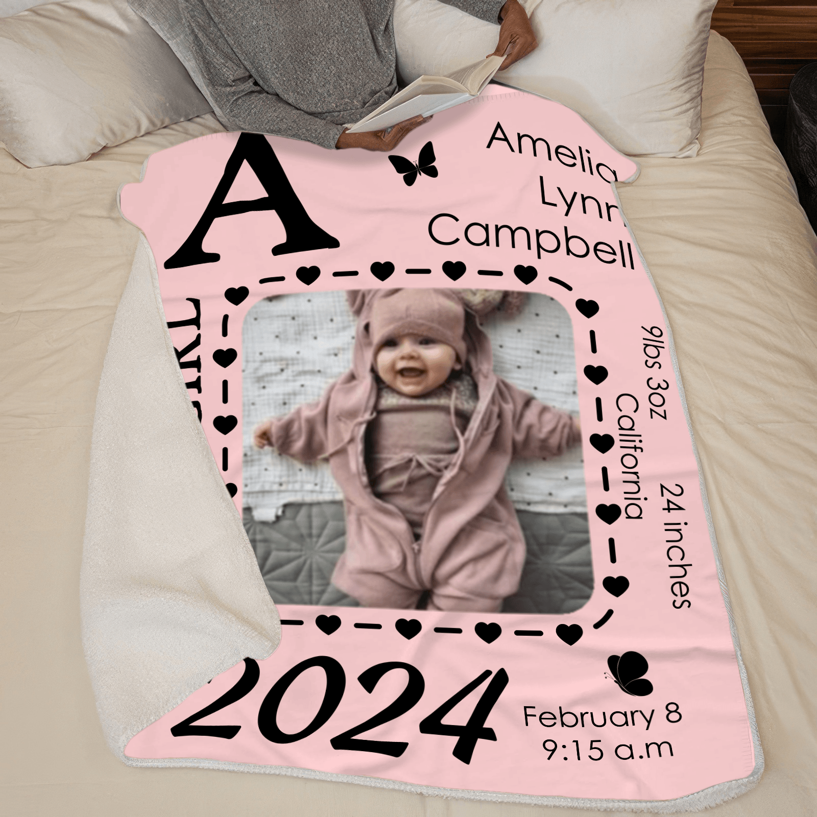 Personalized Blanket For Newborn Baby | Personalized Gift For Baby Girl, Baby Boy, Granddaughters, Grandsons, Daughters, Sons | Blanket - Suzitee Store