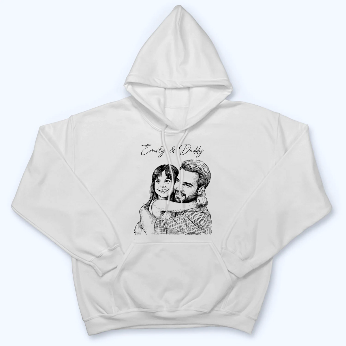 Custom Photo Sketch Line Art Dad & Kids - Personalized Custom Shirt - Father's Day Gift For Husband, Dad, Daddy