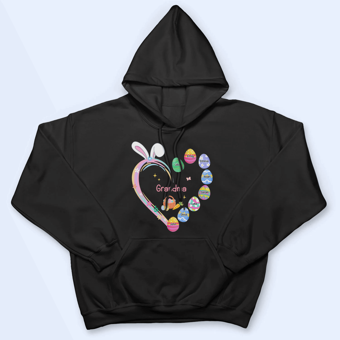 Grandma Easter Heart With Grandkids Bunny - Personalized Custom T Shirt - Easter, Birthday, Loving, Funny Gift for Grandma/Nana/Mimi, Mom, Wife, Grandparent - Suzitee Store