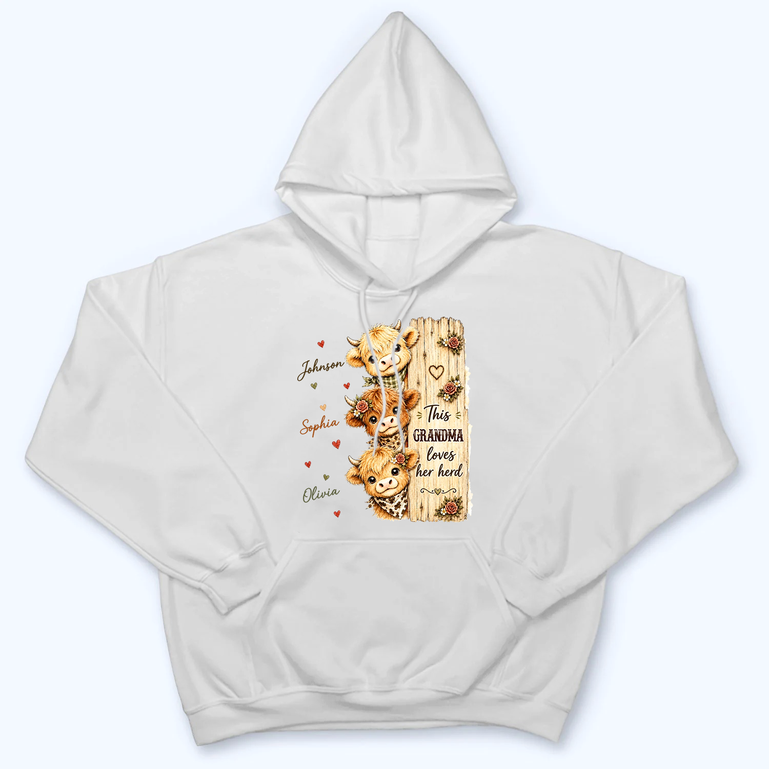 This Grandma Loves Her Herd Highland Cow - Personalized Custom T Shirt - Fall Season, Halloween Gift for Grandma/Nana/Mimi, Mom, Wife