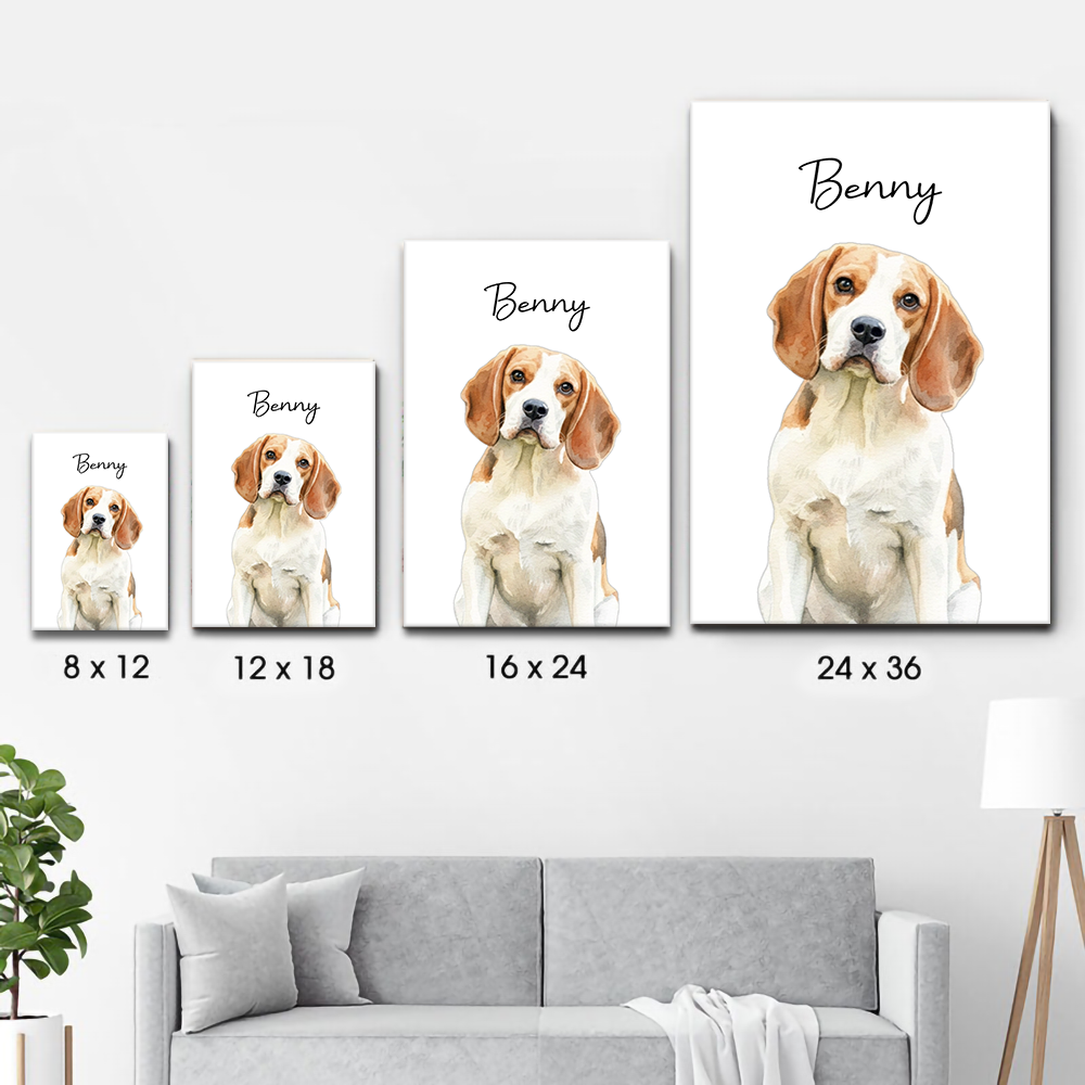 Custom Photo Realistic Watercolor Art Dog Cat Pet - Personalized Poster/Canvas Prints - Gifts for Dog Lovers, Cat Lovers, Pet Lovers