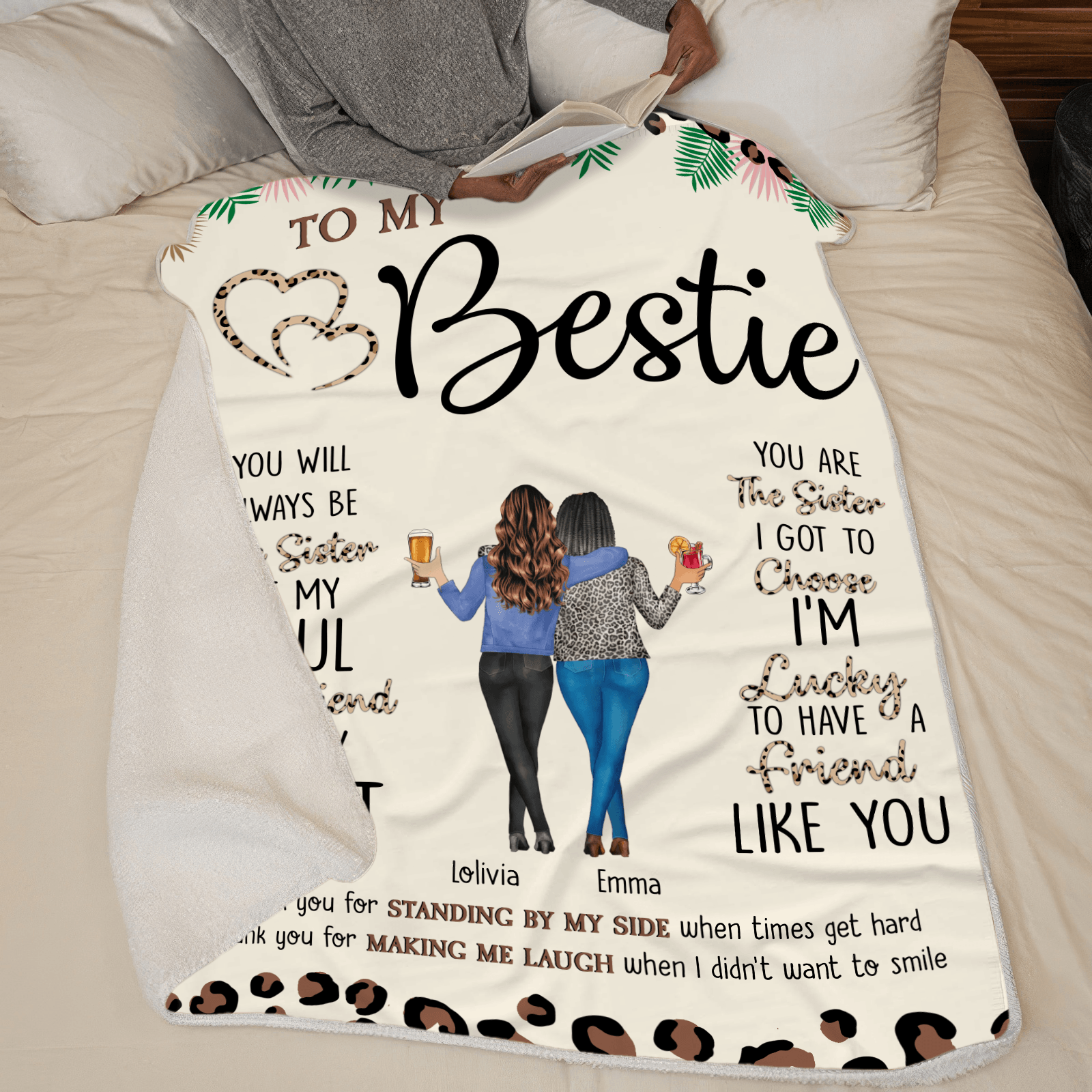 To My Bestie Thank You For Standing By My Side Friendship - Personalized Custom Blanket - Personalized Gift For Her, Besties, Friends, Sisters 3