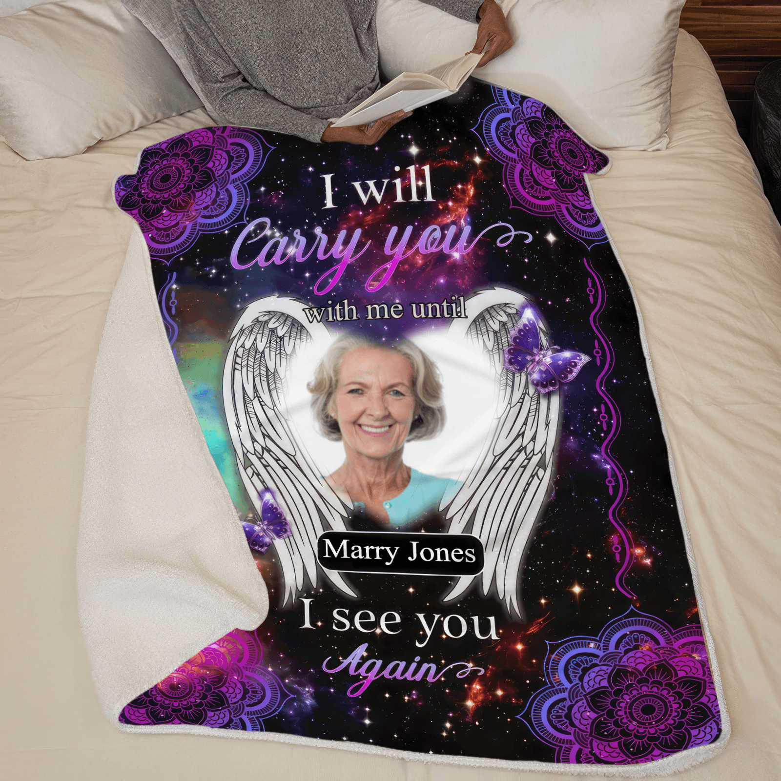 Custom Photo Memorial Until I See You Again | Sympathy Personalized Gifts for Family Members, Grandma, Grandpa, Dad, Mom, Daughters, Sons | Blanket - Suzitee Store
