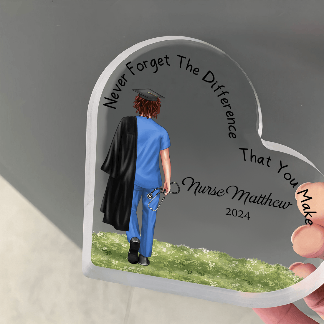Personalized Nursing Graduation acrylic plaque-heart, alternate view 3