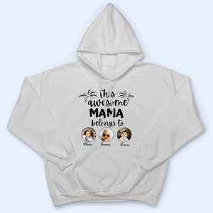 Custom Photo This Awesome Mama Belongs To - Personalized Custom T Shirt - Gift for Grandma/Nana/Mimi, Mom, Wife, Grandparent - Suzitee Store