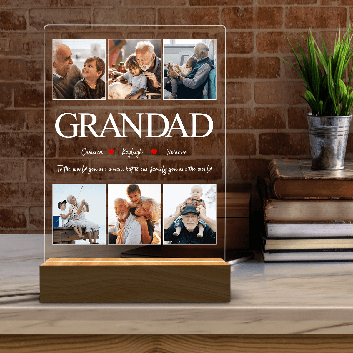 Best Grandad Ever - Custom Photo GRANDAD LED Night Light - Personalized Father's Day Gift for Dad, Papa, Grandpa, Daddy, Dada