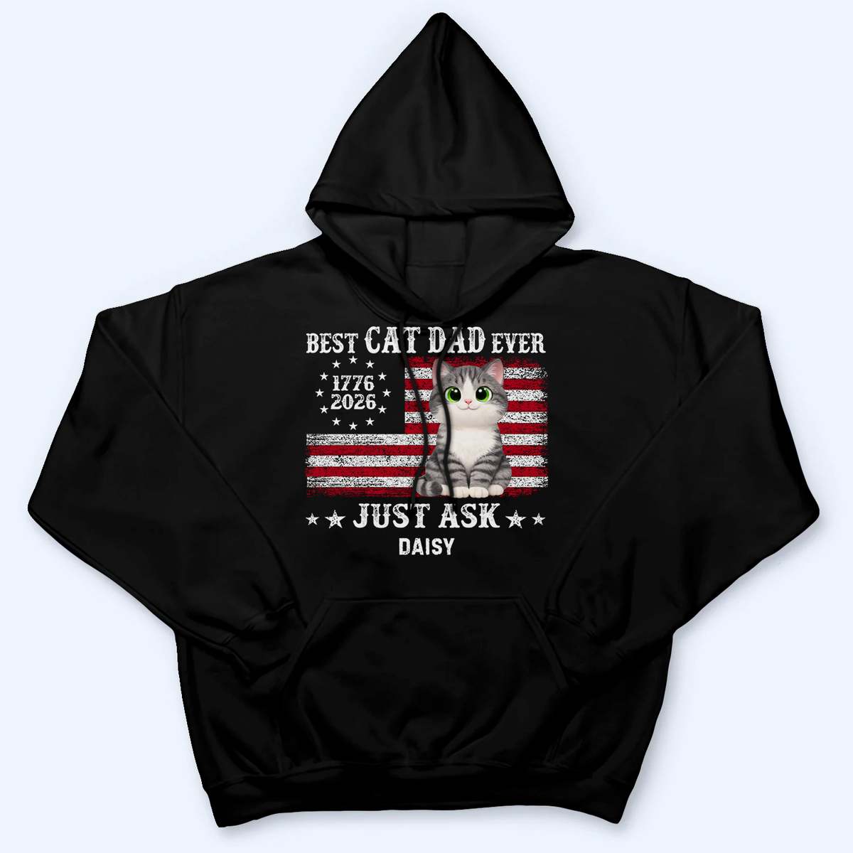 Proud Best Cat Dad Ever Nation Flag - Personalized Custom T-Shirt - 250th Anniversary Gift For Cat Dad, Cat Lovers