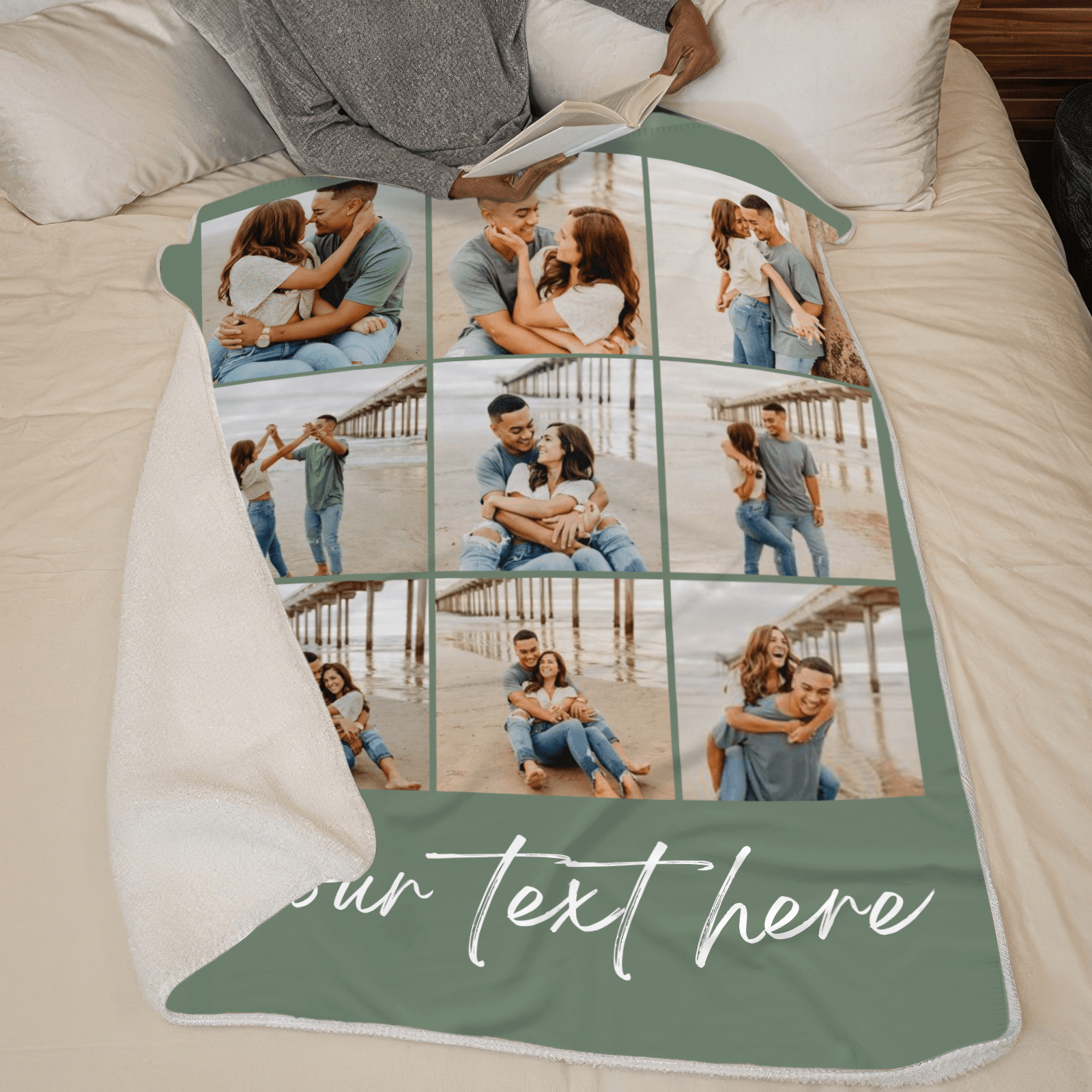 Custom Photo Blanket, Personalized Family Gift For Couples, Valentine, Anniversary, Engagement, Birthday, Husband Wife, Girlfriend, Boyfriend, Her/Him 3