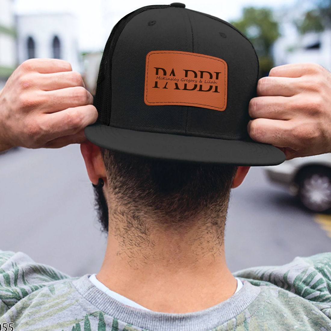 Custom Kids Name Dad Hat for PABBI leather patch hat, alternate view 3