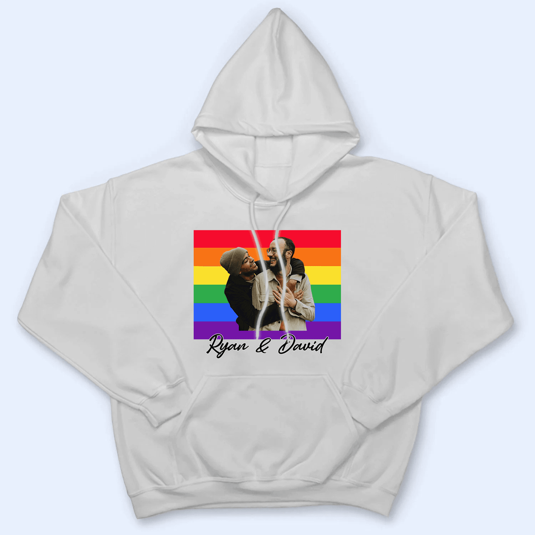Custom Photo Love Is Love Pride Flag LGBT Couple t-shirt, alternate view 6