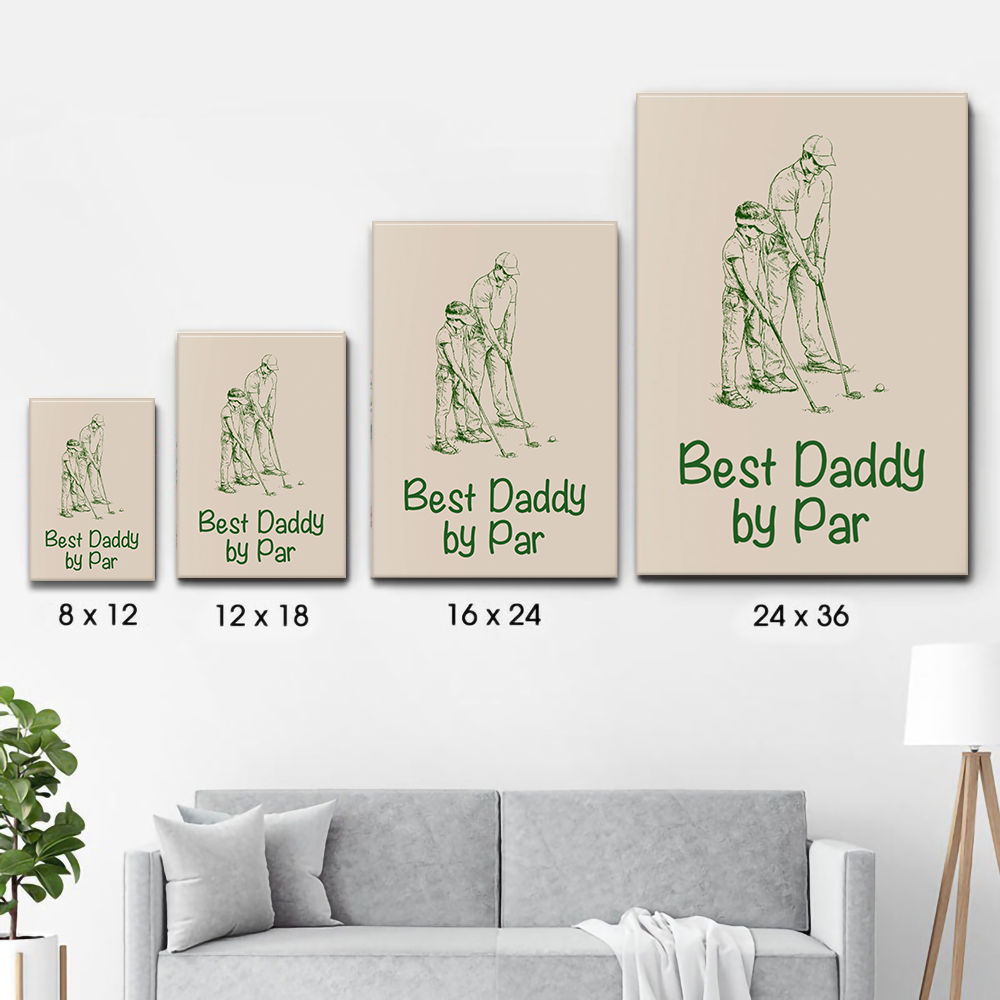 Custom Photo Ink Drawing Best Dad Papa By Par - Personalized Poster/Canvas Prints - Father's Day Gift For Golfers, Golf Lovers