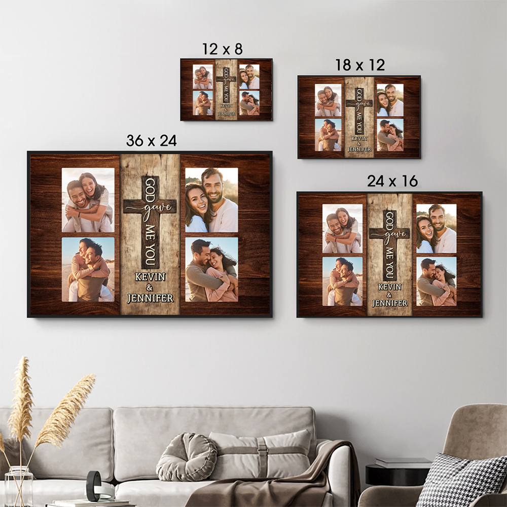 Custom Photo Couple God Gave Me You - Personalized Poster/Canvas Prints - Gift For Her/Him, Husband/Wife, Couples on Anniversary, Valentine's Day