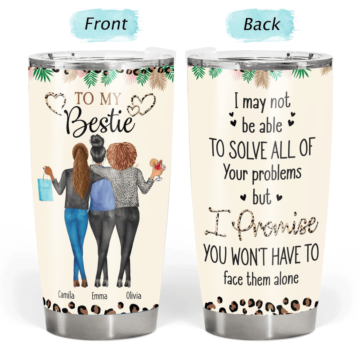 Thank You For Standing By My Side Friendship - Personalized Custom 20oz Fat Tumbler Cup - Personalized Gift For Her, Besties, Friends, Sister, Soul Sisters - Suzitee Store