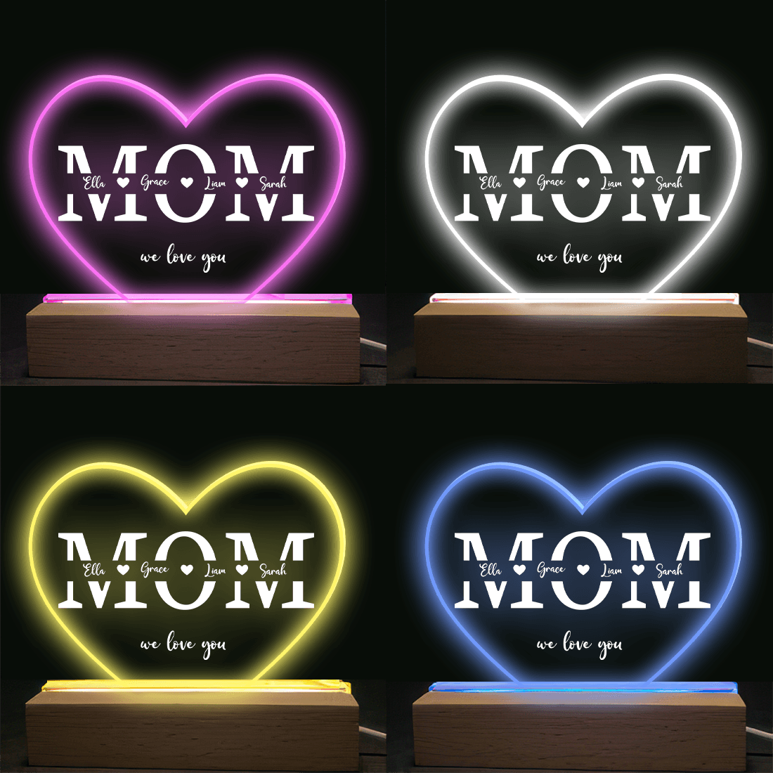 Mom We Love You - Acrylic Plaque Led Lamp - Personalized Gift for Mom - Mother's Day Gift - Suzitee Store