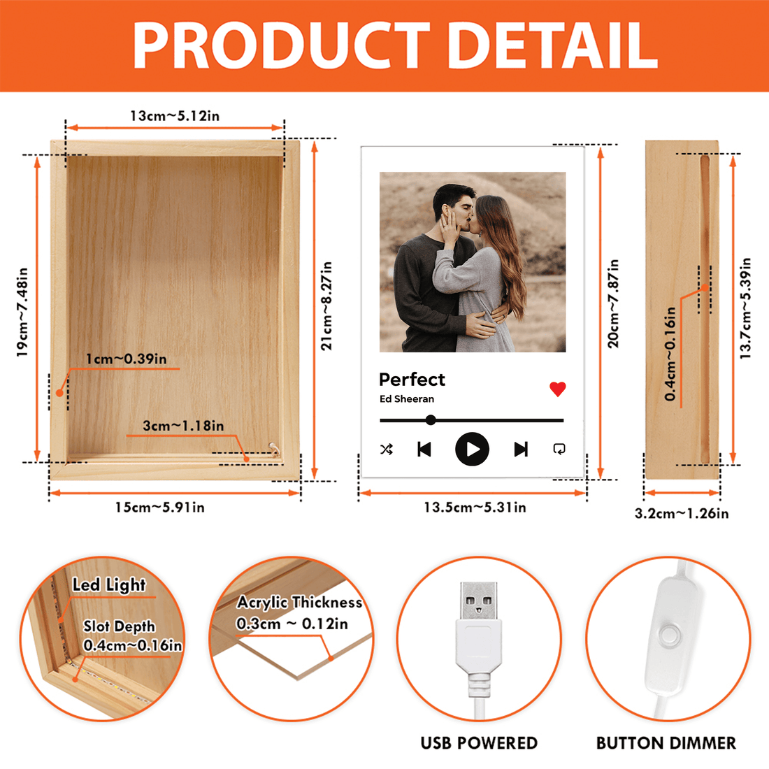 Custom Music Light with Photo personalized frame light box, alternate view 6