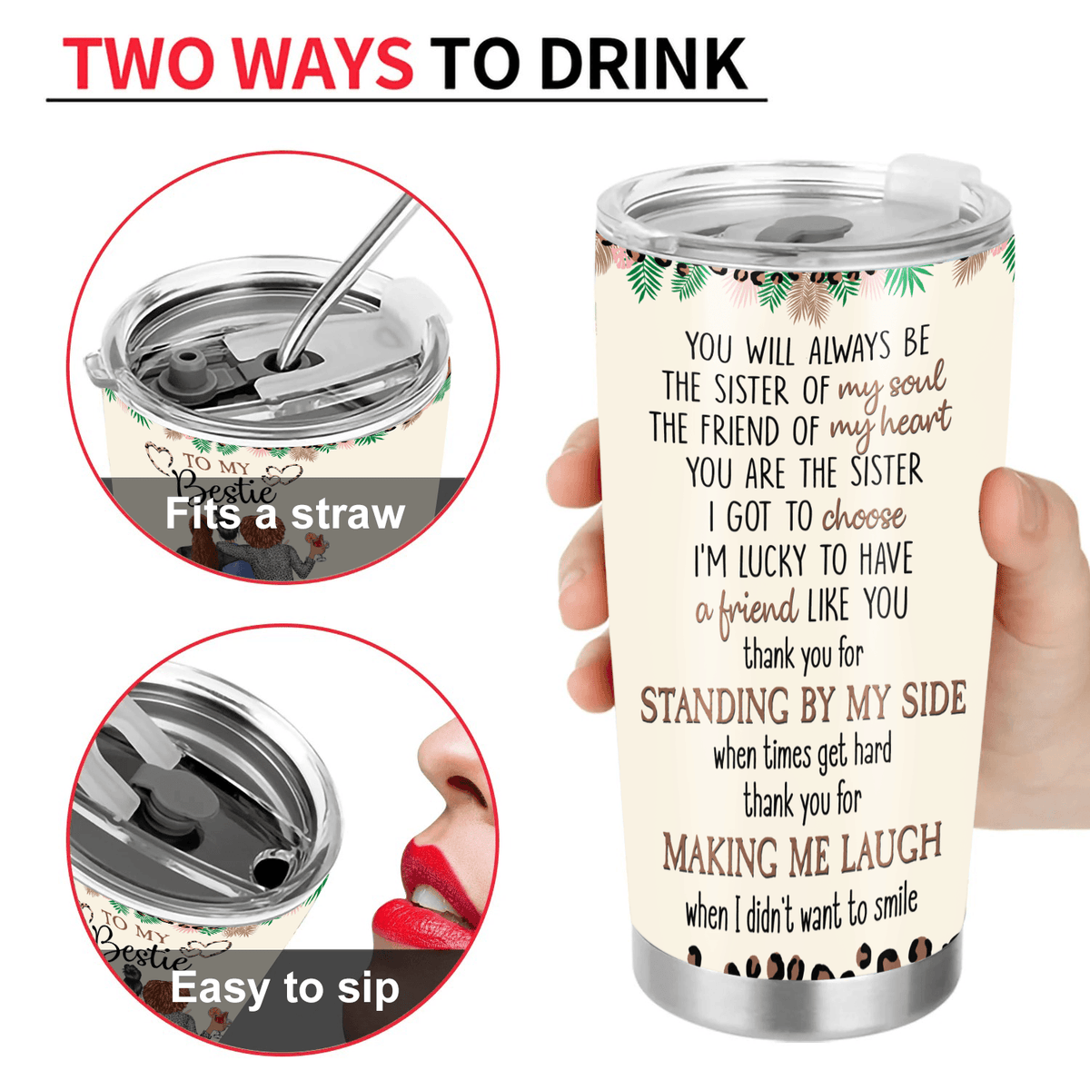 Thank You For Standing By My Side Friendship - Personalized Custom 20oz Fat Tumbler Cup - Personalized Gift For Her, Besties, Friends, Sister, Soul Sisters - Suzitee Store