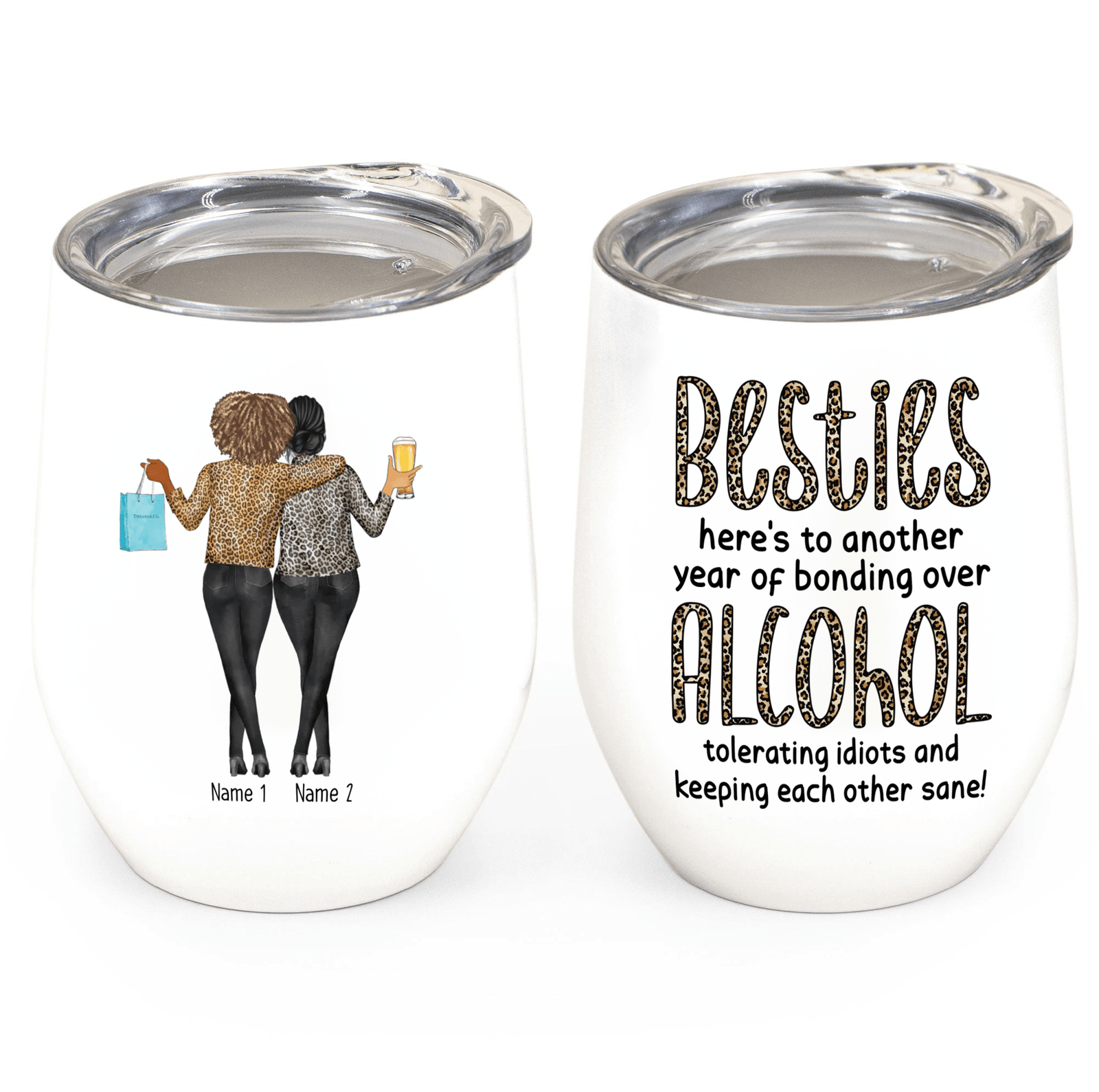 Thank You For Standing By My Side Friendship - Personalized Custom 12oz Wine Tumbler - Personalized Gift For Her, Besties, Friends, Sister, Soul Sisters - Suzitee Store