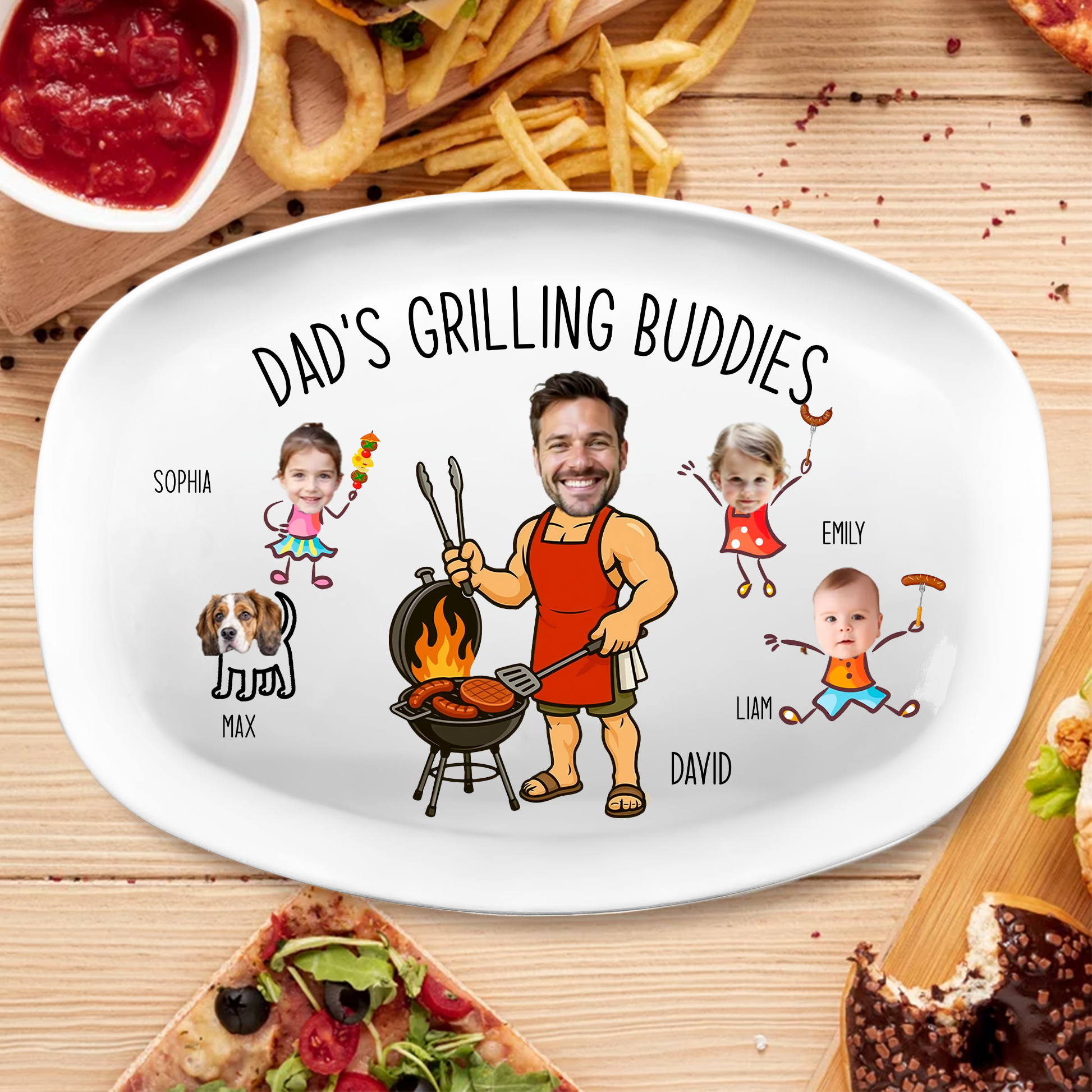 thumbnail image 2 of Dad Grilling Platter & Apron Set - Personalized BBQ Gifts For Father's Day From Daughter Son 2 of 12