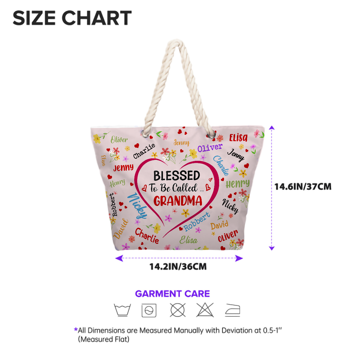 Bless To Be Called Grandma Nana Mom – Personalized Beach Bag - Gift for Mom, Wife, or Grandma | Birthday, Mother's Day or any occasion
