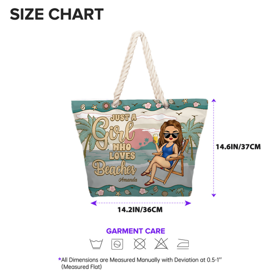 Personalized Just A Girl Who Loves Beaches beach bag, alternate view 8