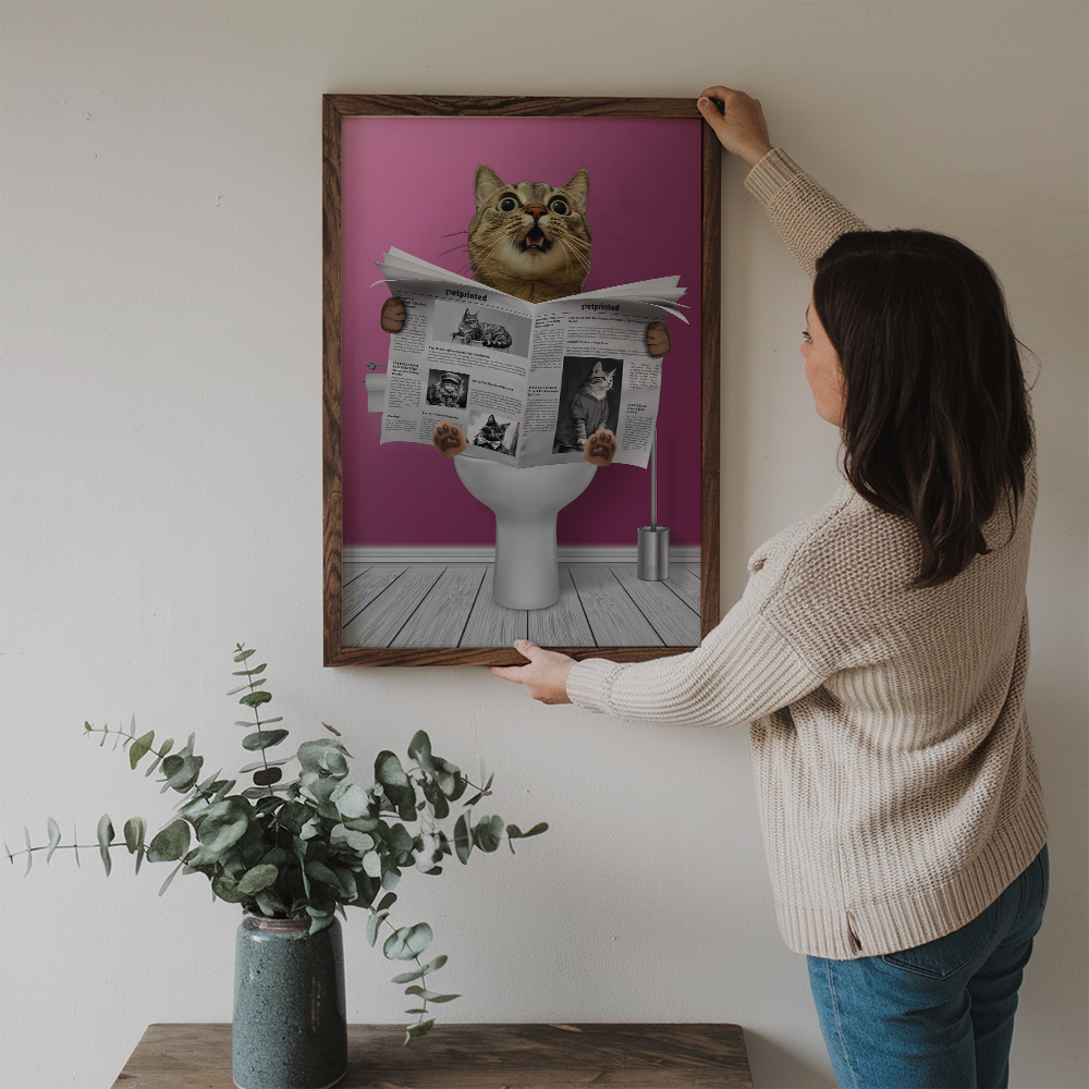 Personalized Custom Photo Important meeting Cat Lovers canvas print, room placement ideas for bedroom, desk, kitchen and