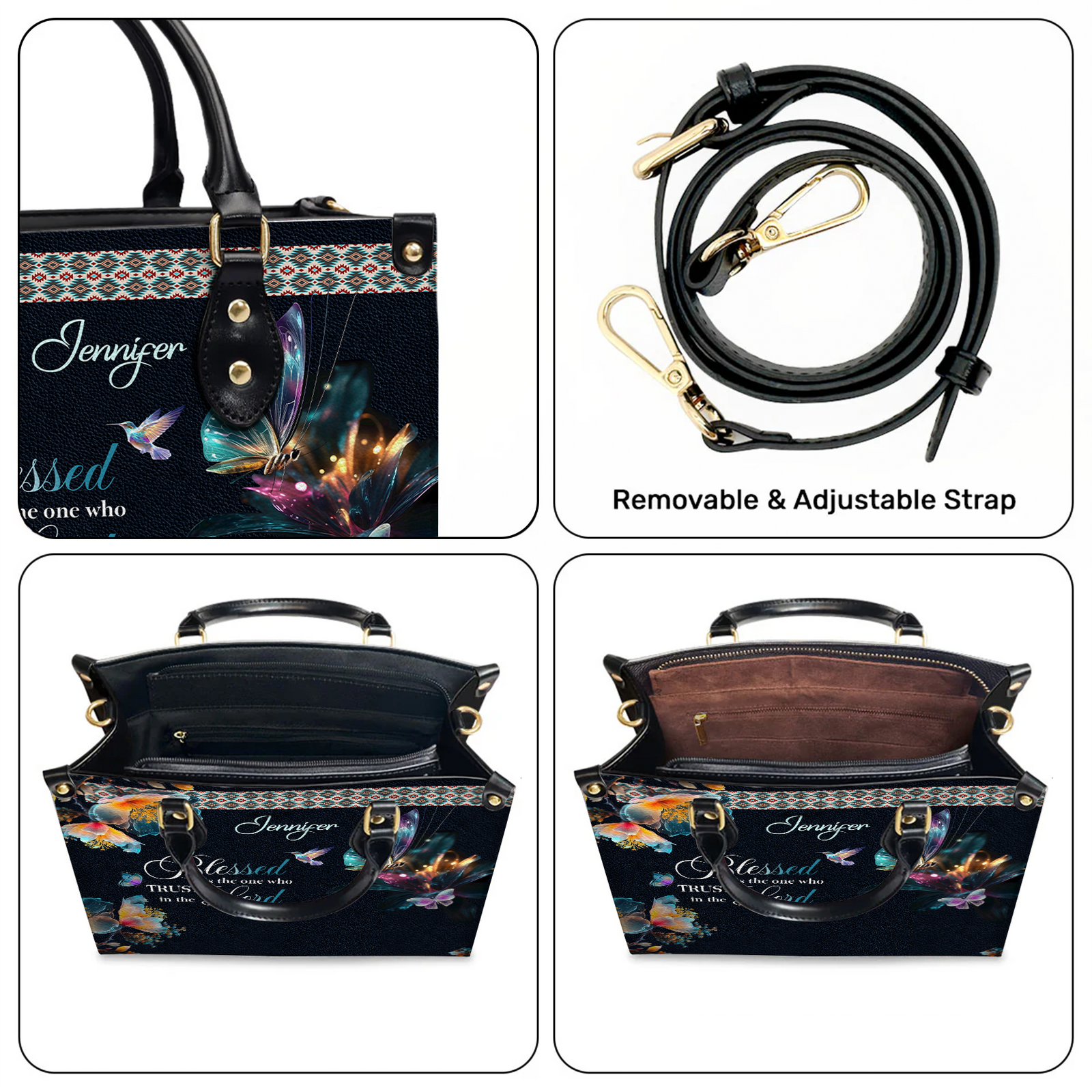 Blessed Is The One Who Trusts In The Lord - Personalized Leather Handbag - Gift For Women, Christian Gift