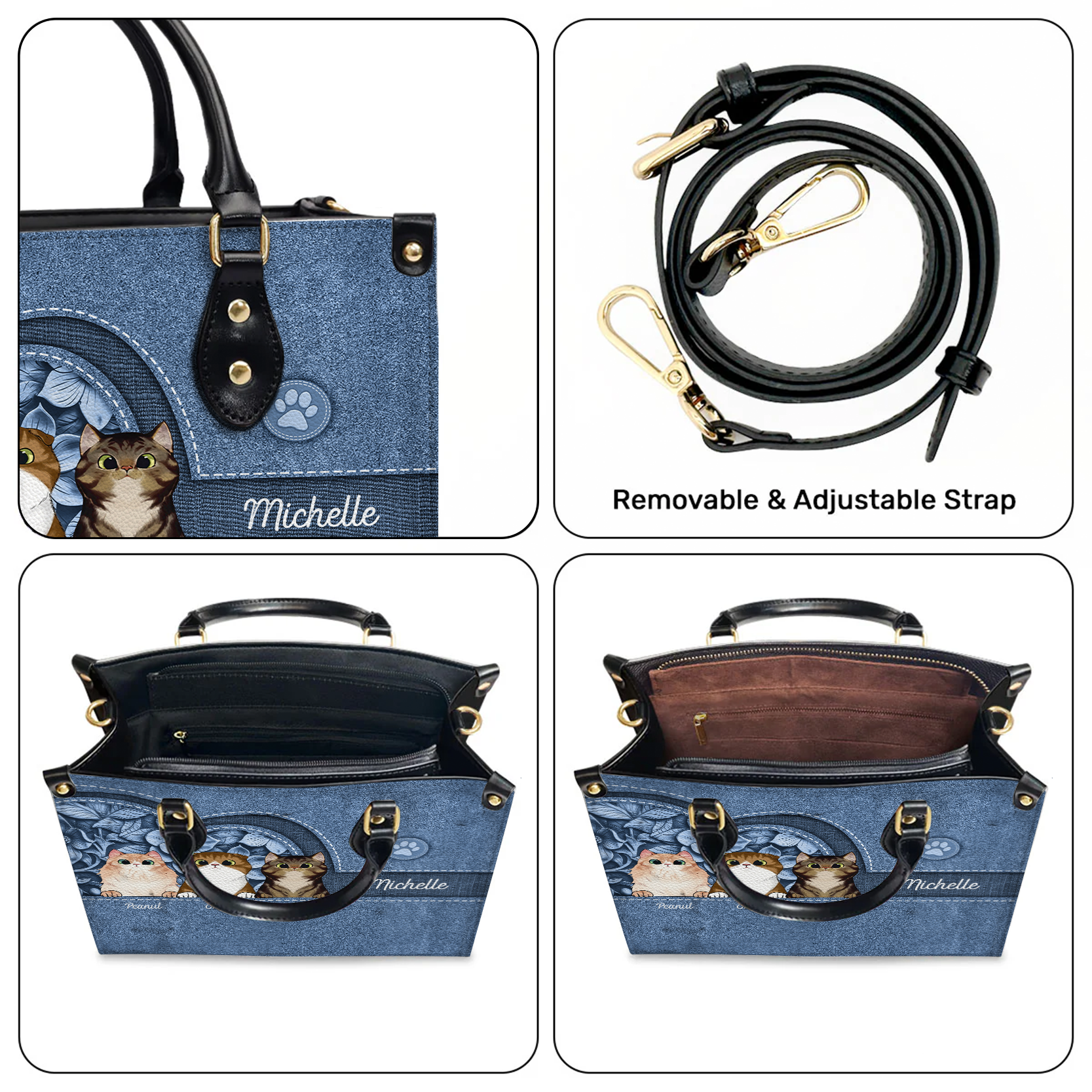 Cat Personalized Leather Handbag - Personalized Gift for Cat Lovers, Cat Mom, Pet Lovers 5