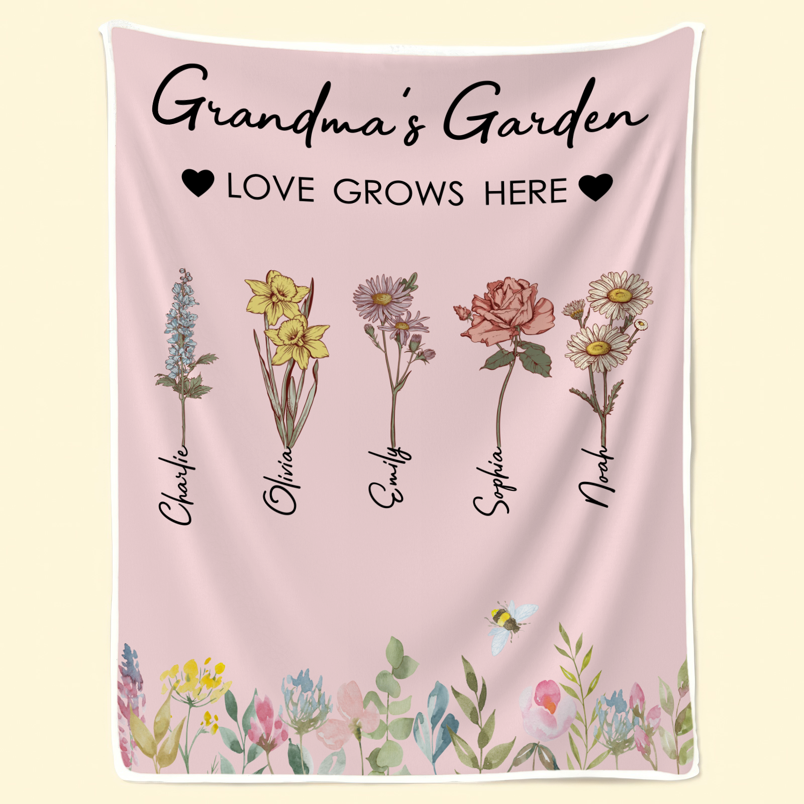 Mom/Grandma's Garden Birth Month Flower - Personalized Custom Blanket - Gift Ideas For Mom, Grandma